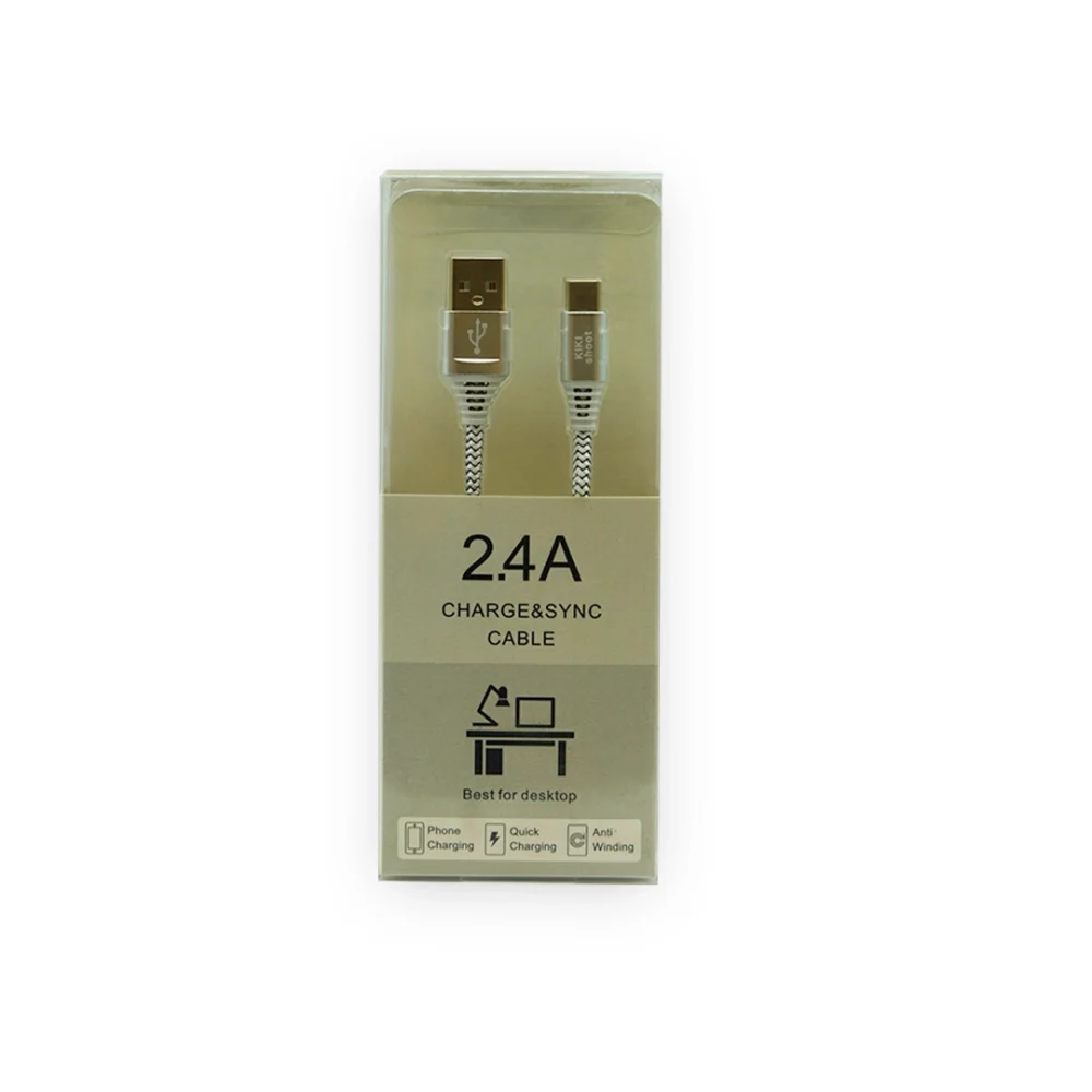 Cable USB Gris Tipo C Trenzado